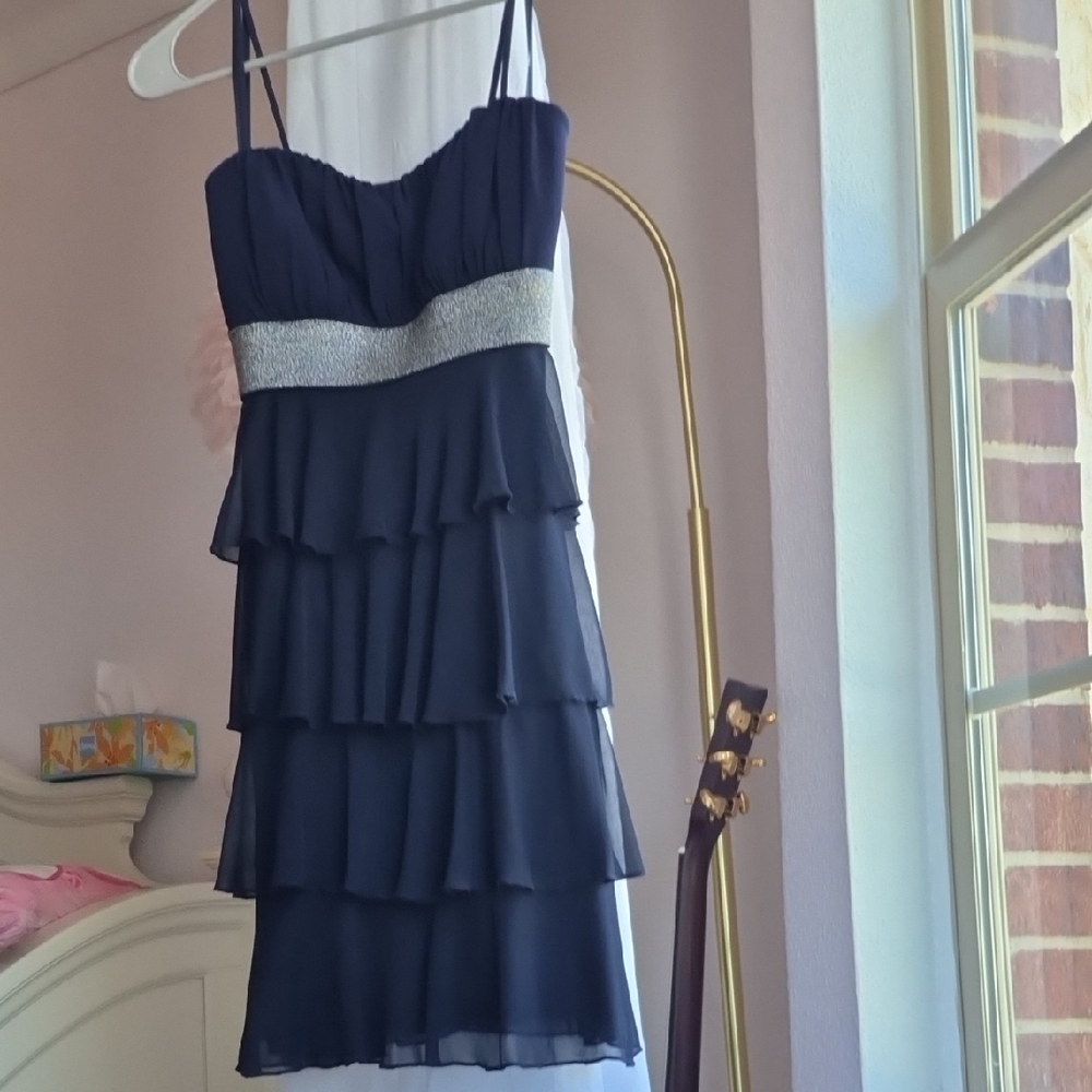Elegant Navy Blue Tiered Dress